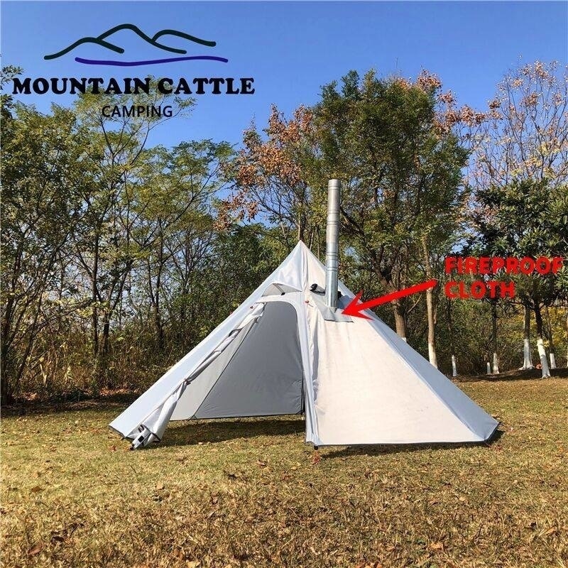 Cheap Goat Tents Ultralight Camping Pyramid Tent 3 4 Person 210T Large Rodless Teepee Tents for Family Team Outdoor Backpacking Camping Hiking Tents 